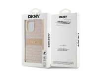Capa DKNY em couro com estampa Mono Stripe e logo metálico para iPhone 14 Pro - rosa Capa DKNY em couro com estampa Mono Stripe e logo metálico para iPhone 14 Pro - rosa