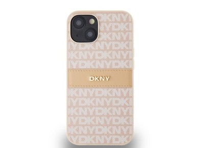 DKNY Leather Mono Stripe & Metal Logo case for iPhone 15 / 14 / 13 - pink DKNY Leather Mono Stripe & Metal Logo case for iPhone 15 / 14 / 13 - pink
