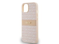 DKNY Leather Mono Stripe & Metal Logo case for iPhone 15 / 14 / 13 - pink DKNY Leather Mono Stripe & Metal Logo case for iPhone 15 / 14 / 13 - pink