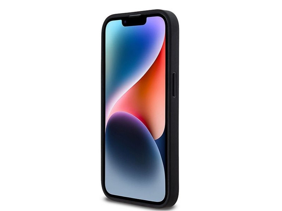 Funda para iPhone 14 Pro de DKNY en piel con estampado a cuadros monocromático y rayas estampadas -