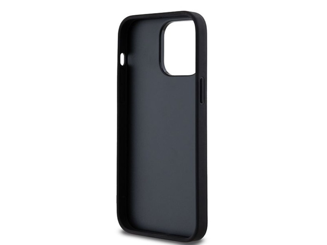 DKNY Leather Checkered Mono Pattern & Printed Stripes Case for iPhone 14 Pro Max - Black
