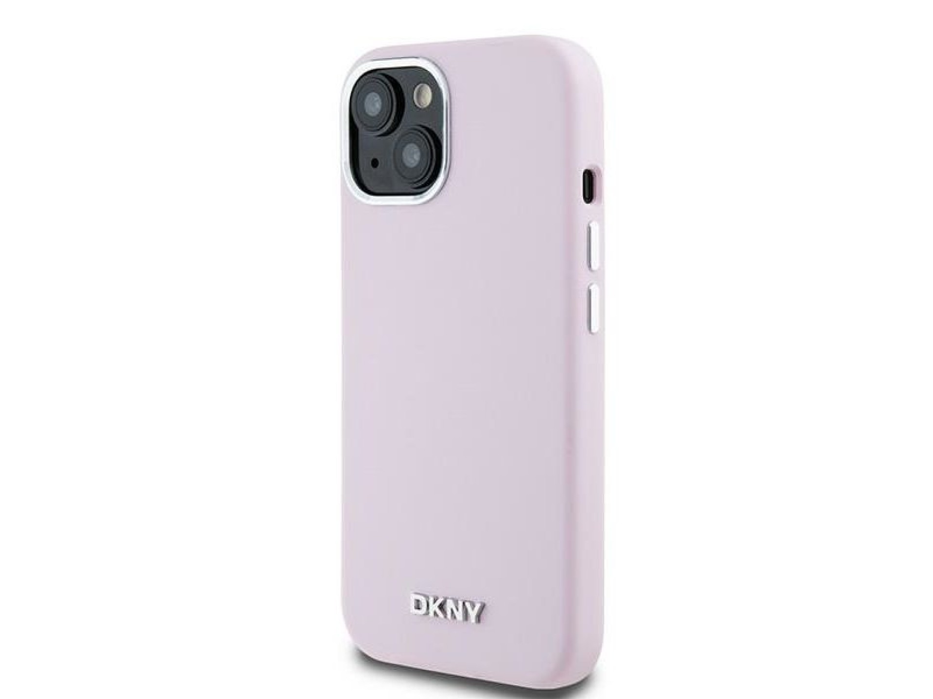 DKNY Liquid Silicone Small Metal Logo MagSafe Case for iPhone 15 Plus / 14 Plus - Pink