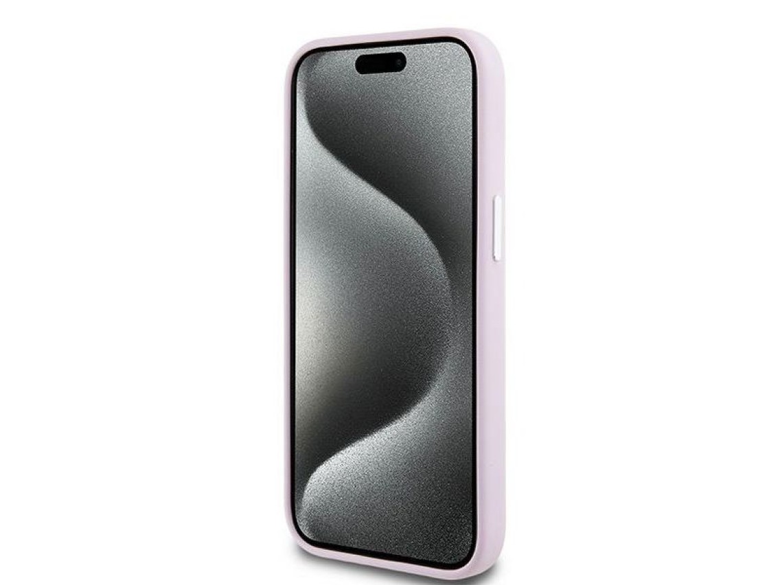 DKNY Liquid Silicone Small Metal Logo MagSafe Case for iPhone 15 Plus / 14 Plus - Pink