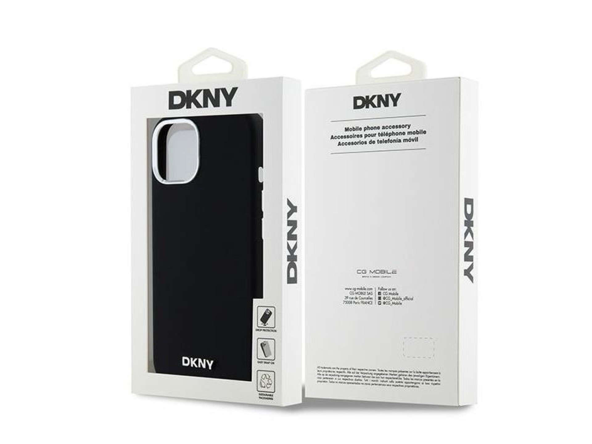 DKNY Liquid Silicone Small Metal Logo MagSafe Case for iPhone 15 Plus / 14 Plus - Black
