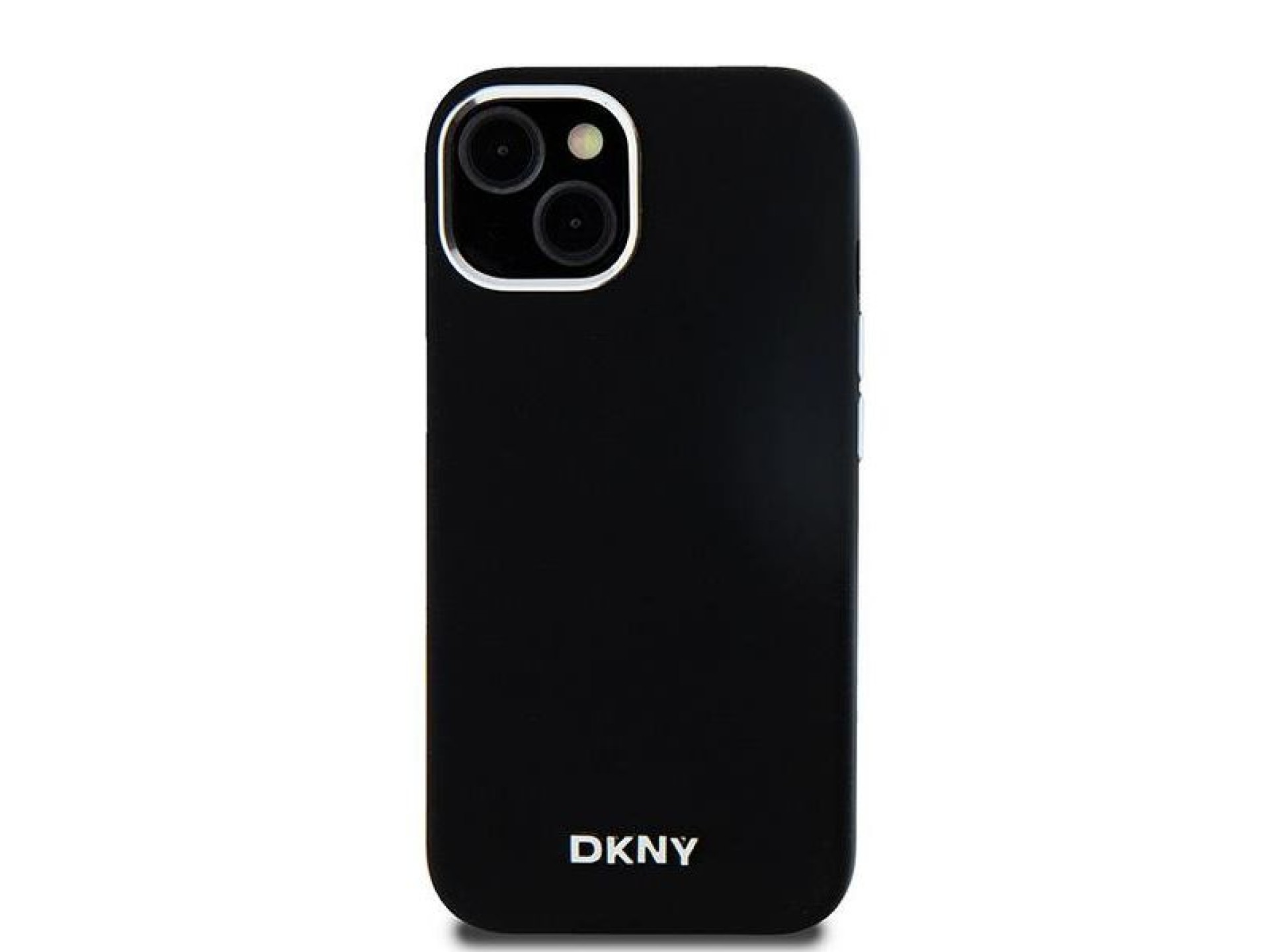 DKNY Liquid Silicone Small Metal Logo MagSafe Case for iPhone 15 Plus / 14 Plus - Black