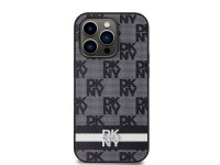 Funda para iPhone 14 Pro de DKNY en piel con estampado a cuadros monocromático y rayas estampadas - Funda para iPhone 14 Pro de DKNY en piel con estampado a cuadros monocromático y rayas estampadas -