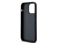 DKNY Leather Checkered Mono Pattern & Printed Stripes Case for iPhone 14 Pro Max - Black