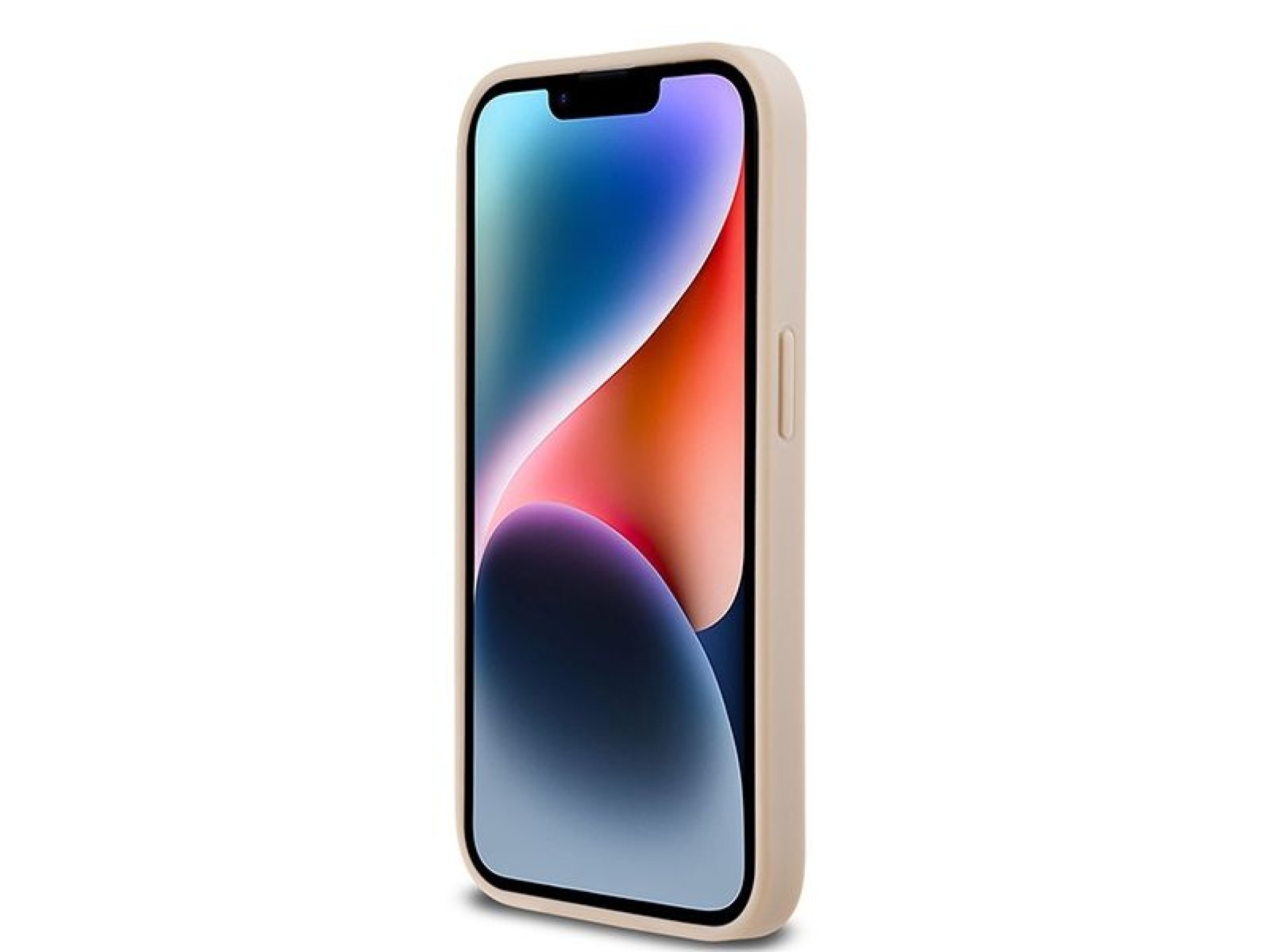 Capa DKNY em couro com estampa xadrez monocromática e listras para iPhone 14 Pro - rosa