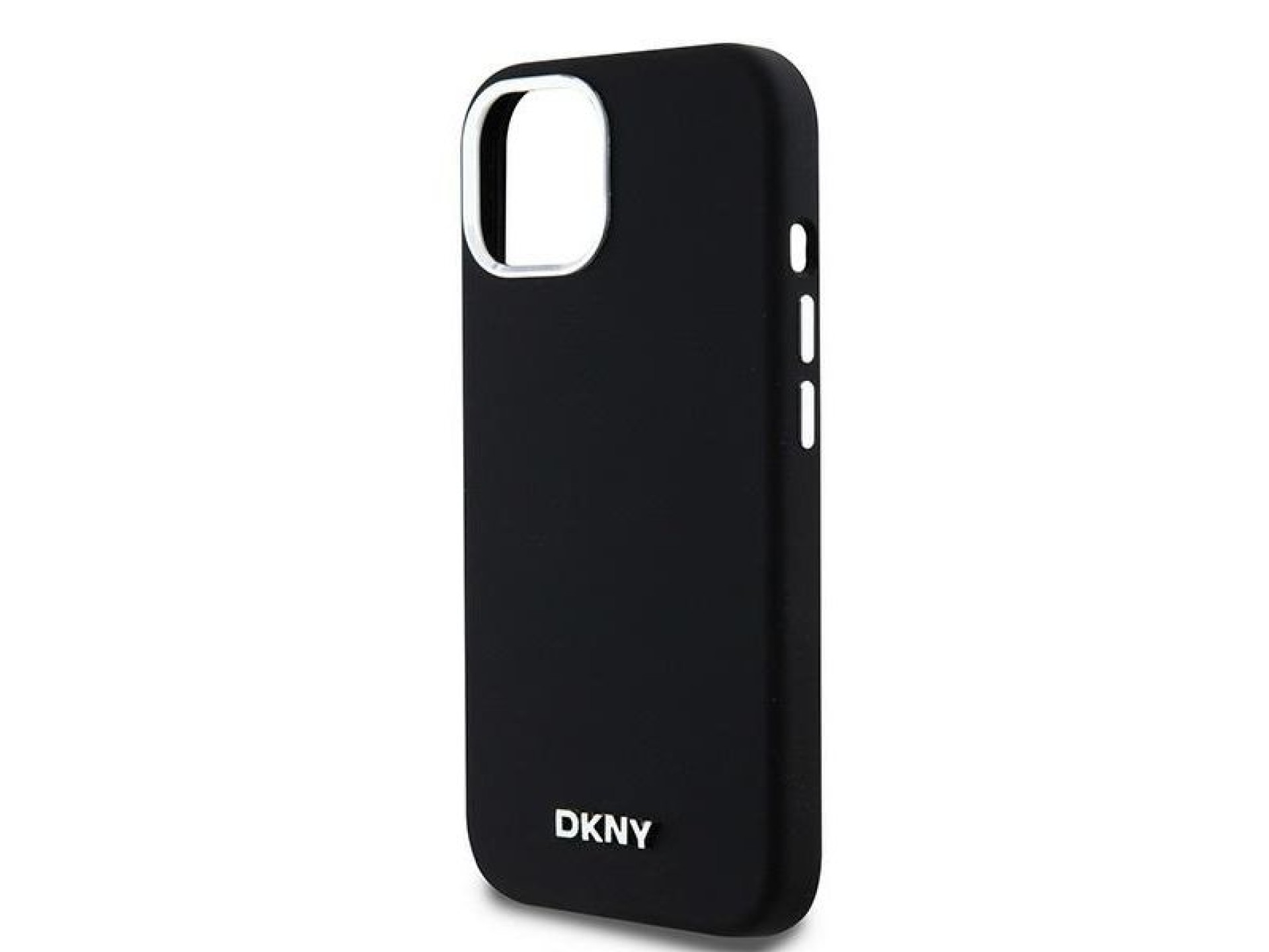 DKNY Liquid Silicone Small Metal Logo MagSafe Case for iPhone 15 Plus / 14 Plus - Black