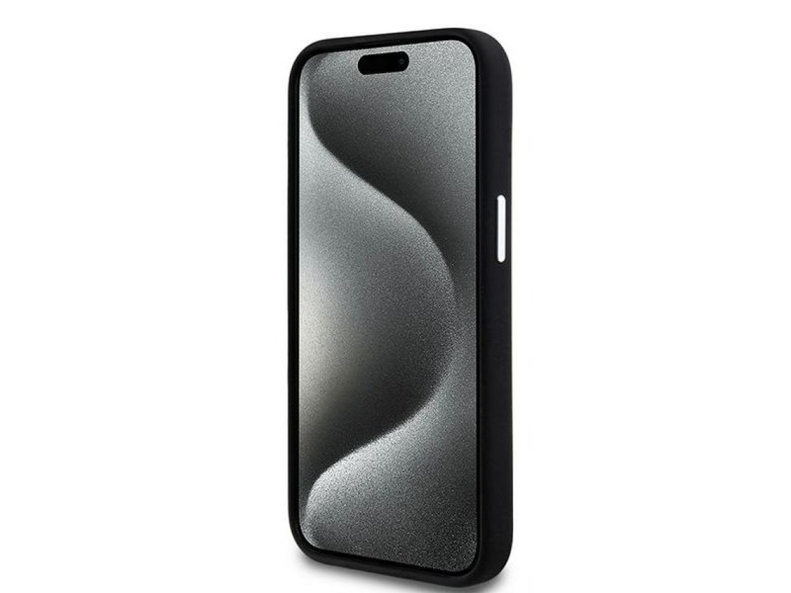 DKNY Liquid Silicone Small Metal Logo MagSafe Case for iPhone 15 Plus / 14 Plus - Black