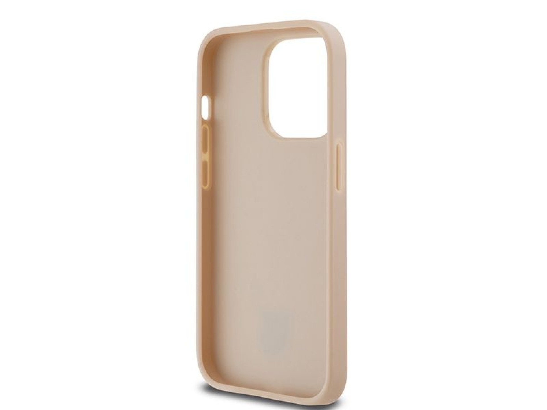 Capa DKNY em couro com estampa xadrez monocromática e listras para iPhone 14 Pro - rosa