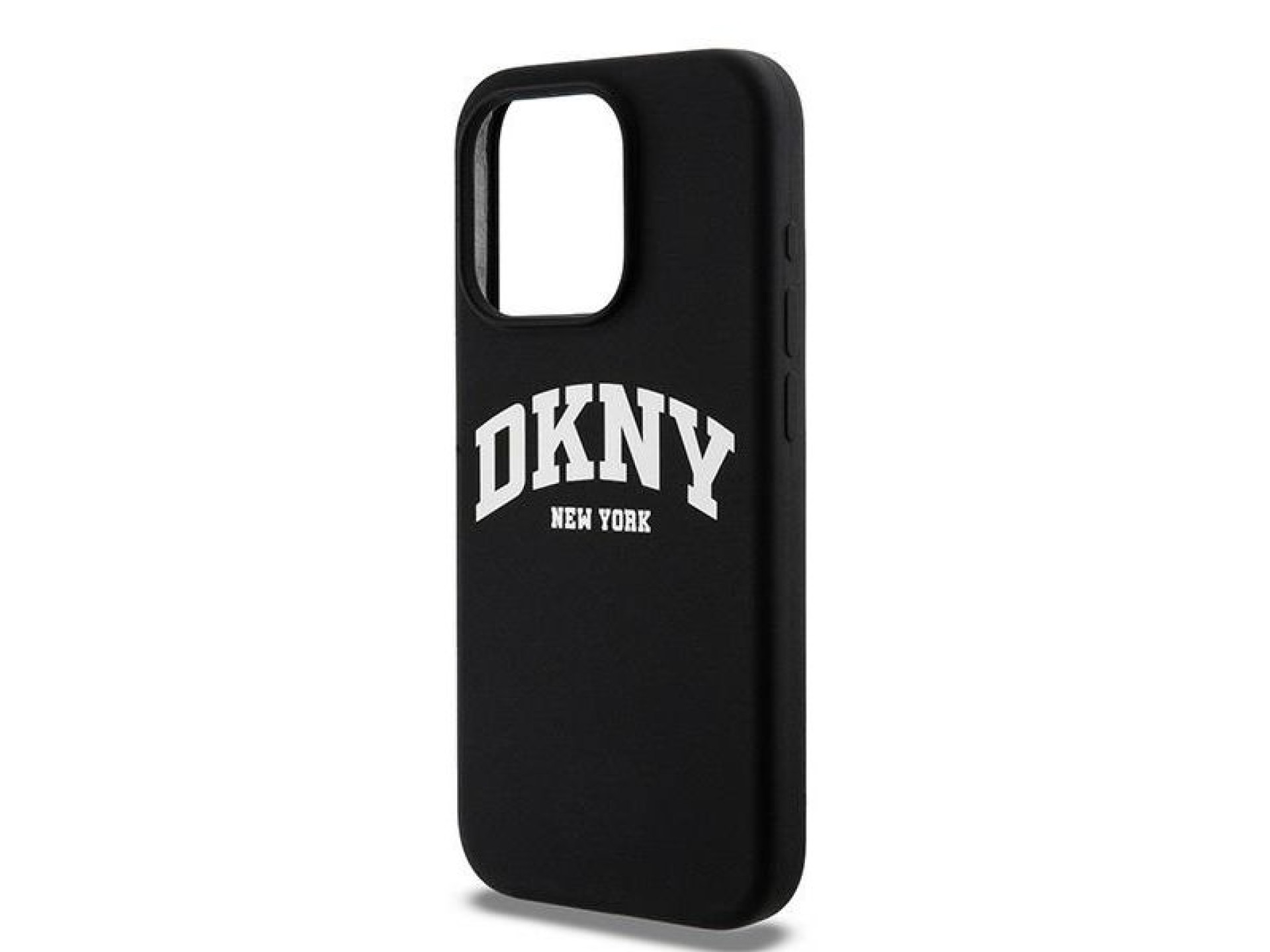 DKNY Liquid Silicone White Printed Logo MagSafe iPhone 15 Pro Case - Black