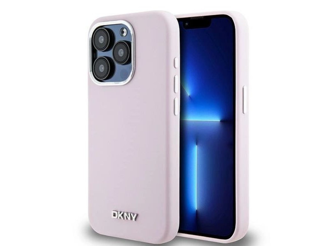 DKNY Liquid Silicone Small Metal Logo MagSafe case for iPhone 14 Pro - pink
