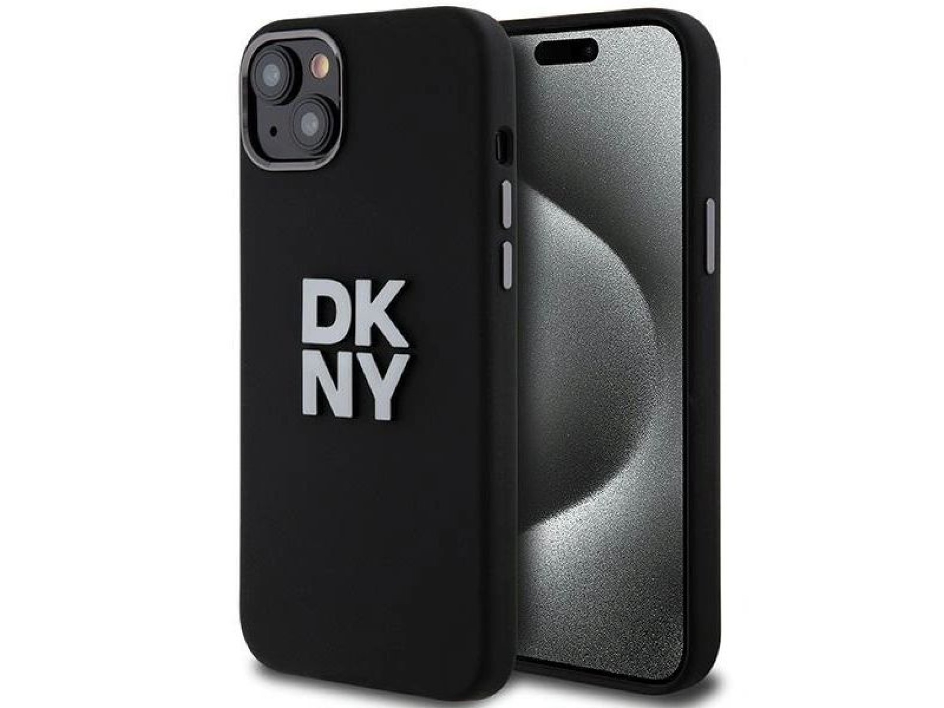 DKNY Liquid Silicone Metal Logo iPhone 15/14/13 Case - Black