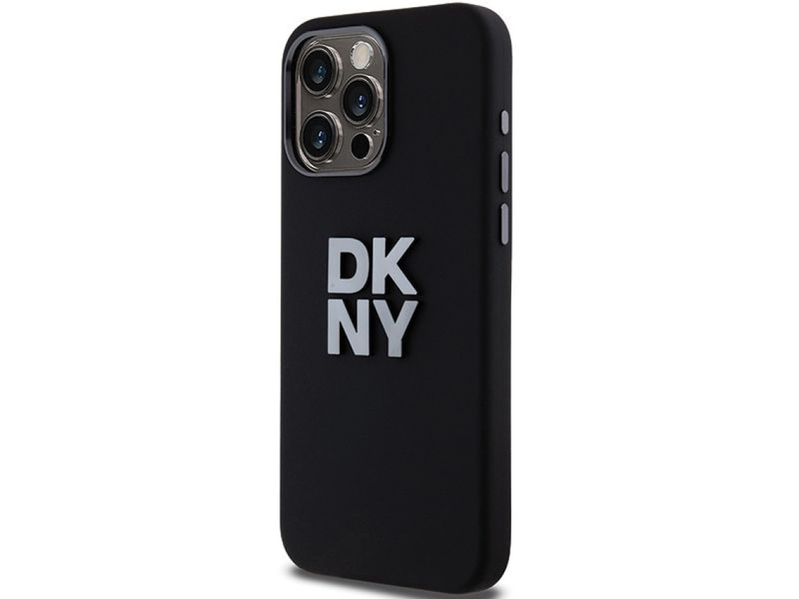 DKNY Liquid Silicone Metal Logo iPhone 15 Pro Case - Black