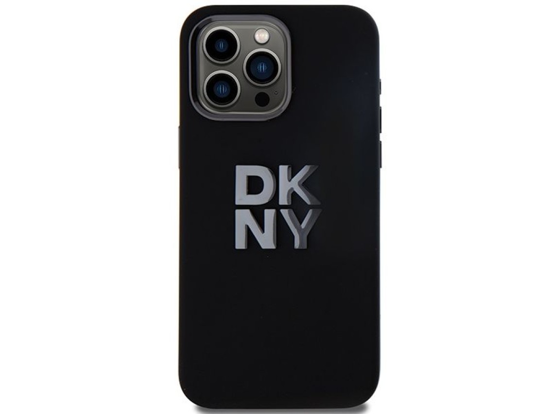 DKNY Liquid Silicone Metal Logo iPhone 15 Pro Case - Black