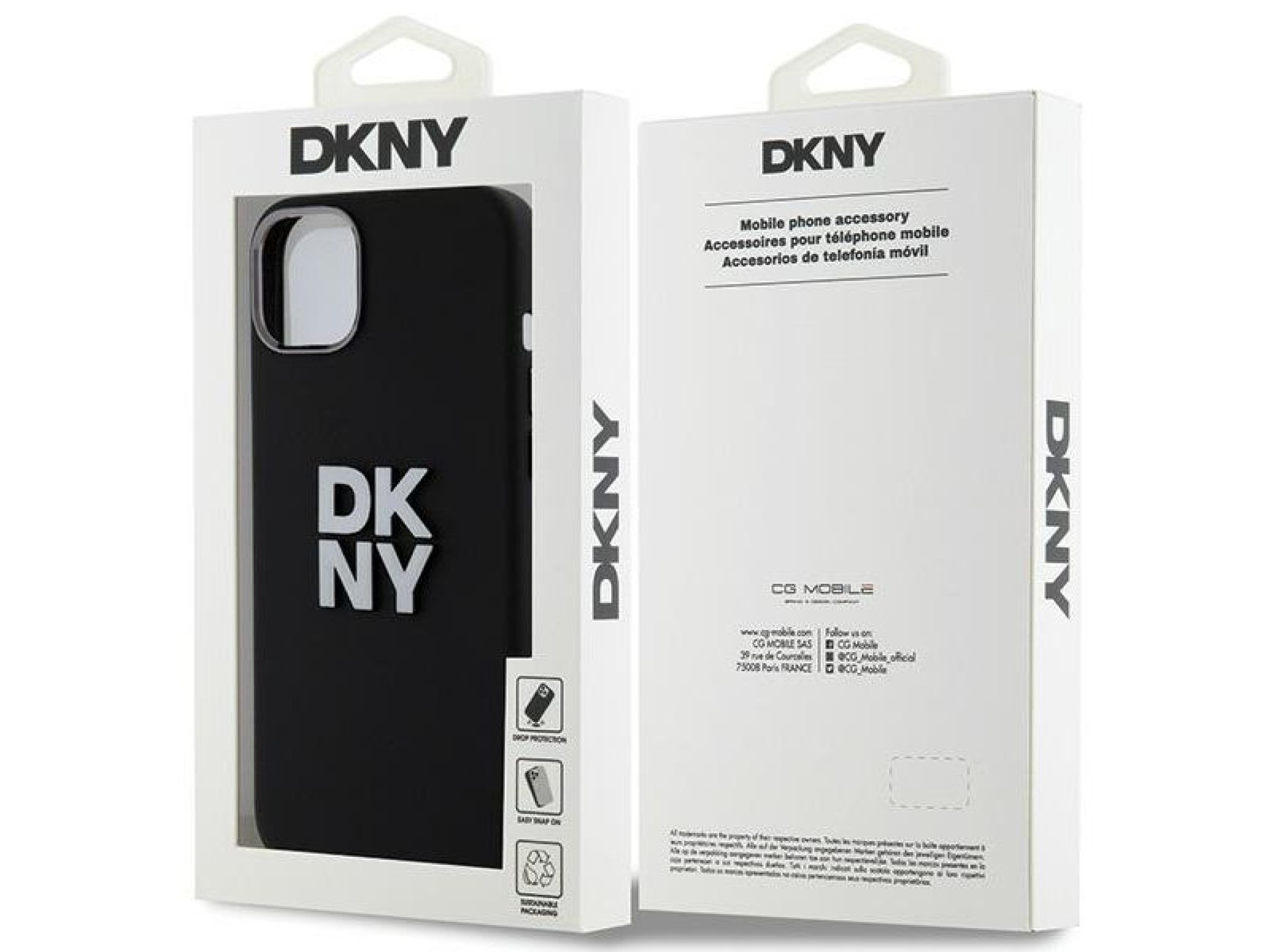 DKNY Liquid Silicone Metal Logo iPhone 15/14/13 Case - Black