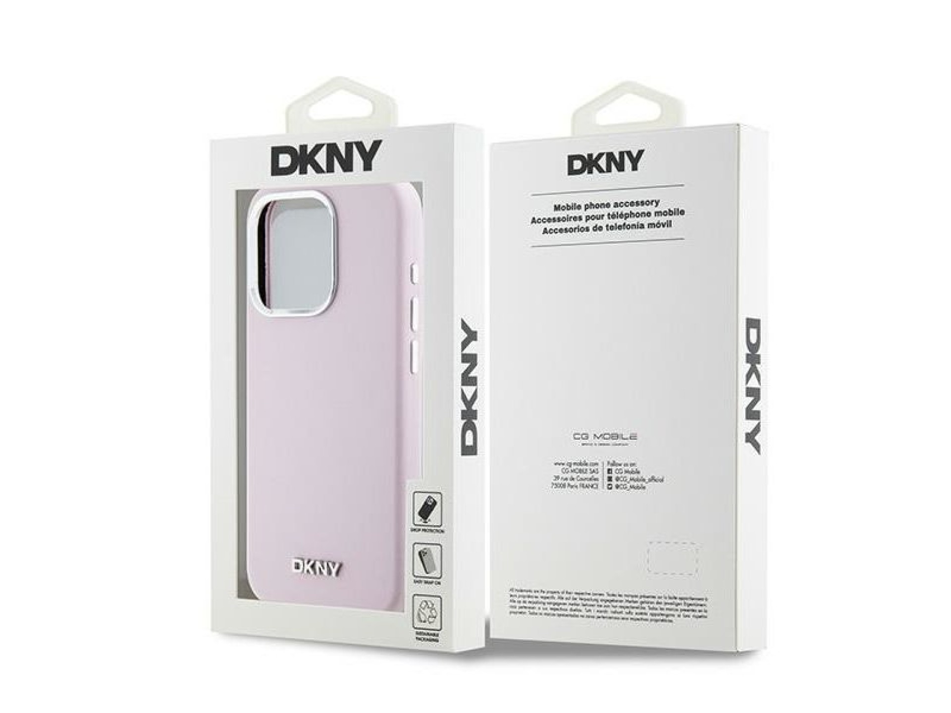 DKNY Liquid Silicone Small Metal Logo MagSafe case for iPhone 14 Pro - pink