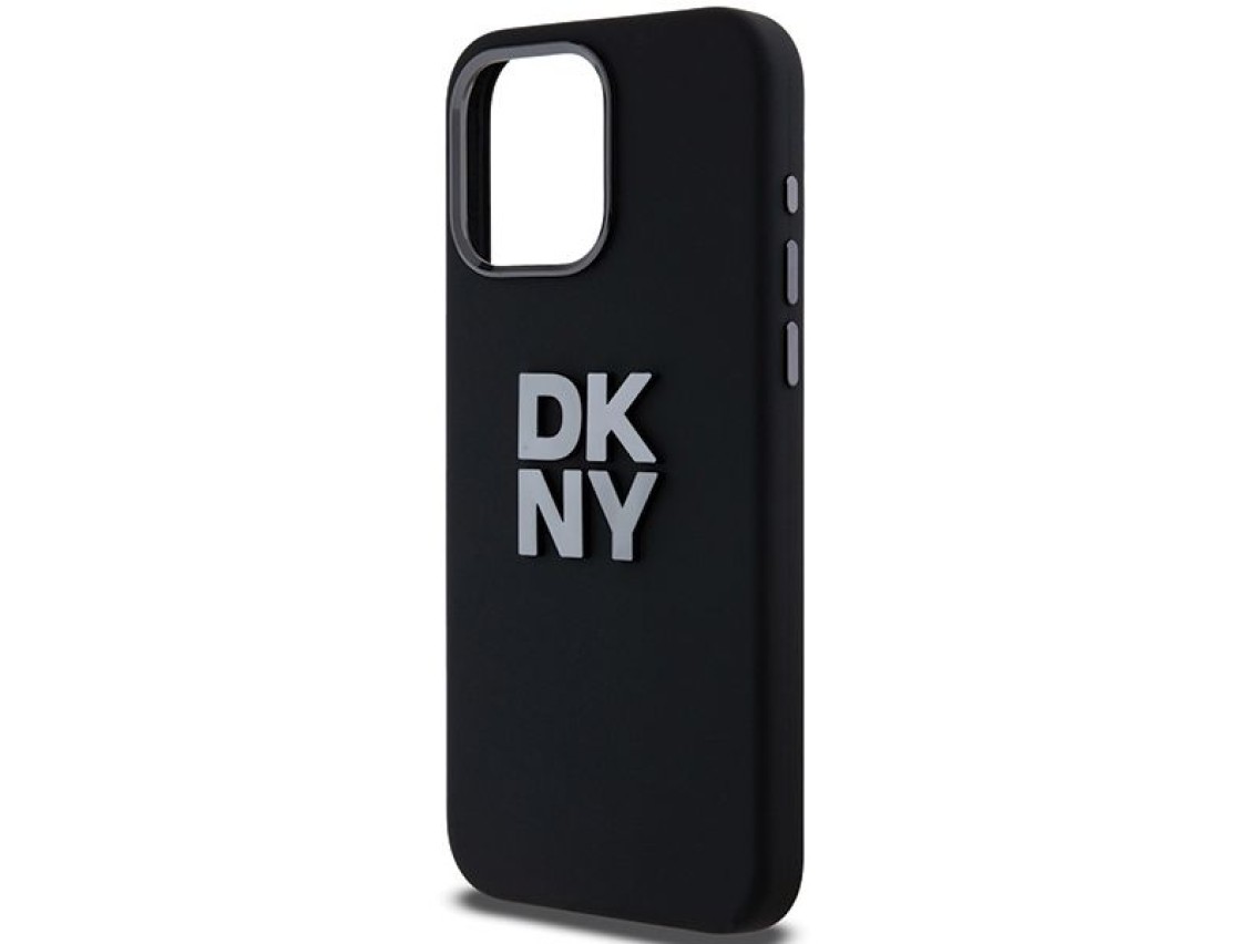DKNY Liquid Silicone Metal Logo iPhone 15 Pro Case - Black