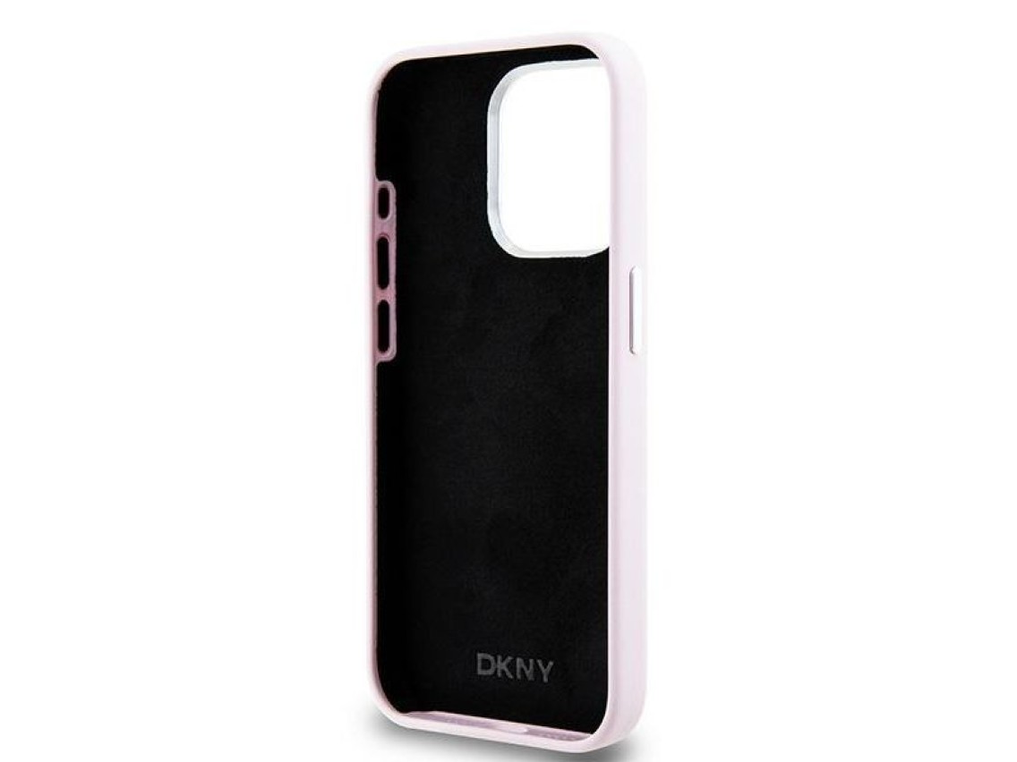 DKNY Liquid Silicone Small Metal Logo MagSafe case for iPhone 14 Pro - pink
