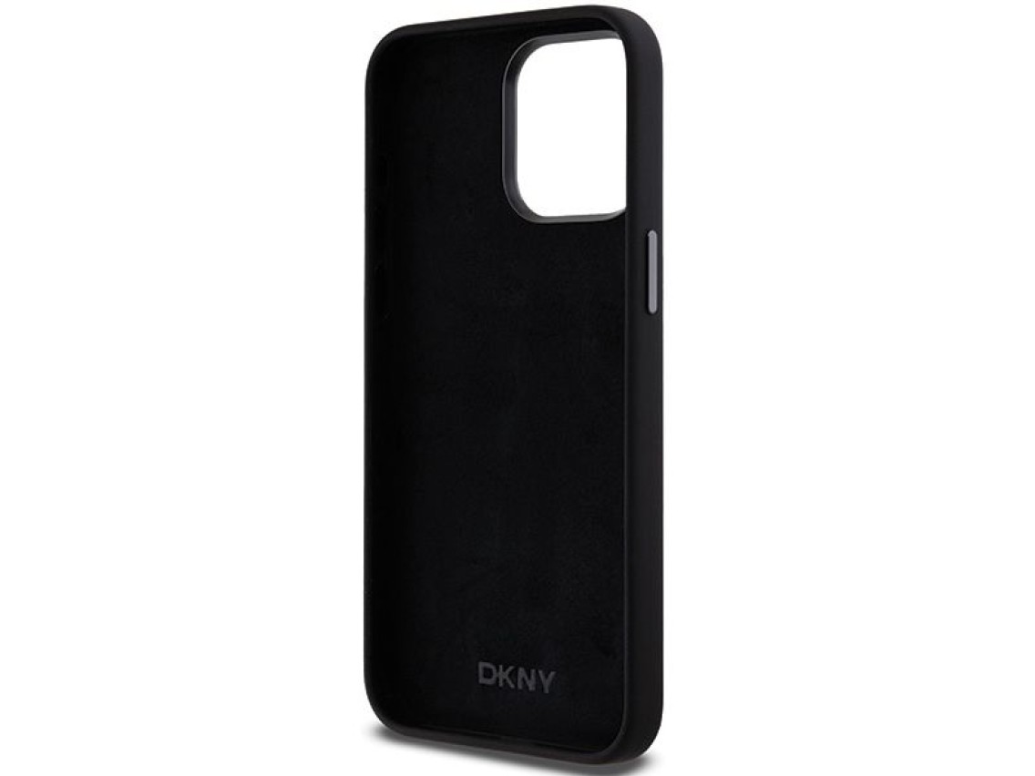 DKNY Liquid Silicone Metal Logo iPhone 15 Pro Max Case - Black