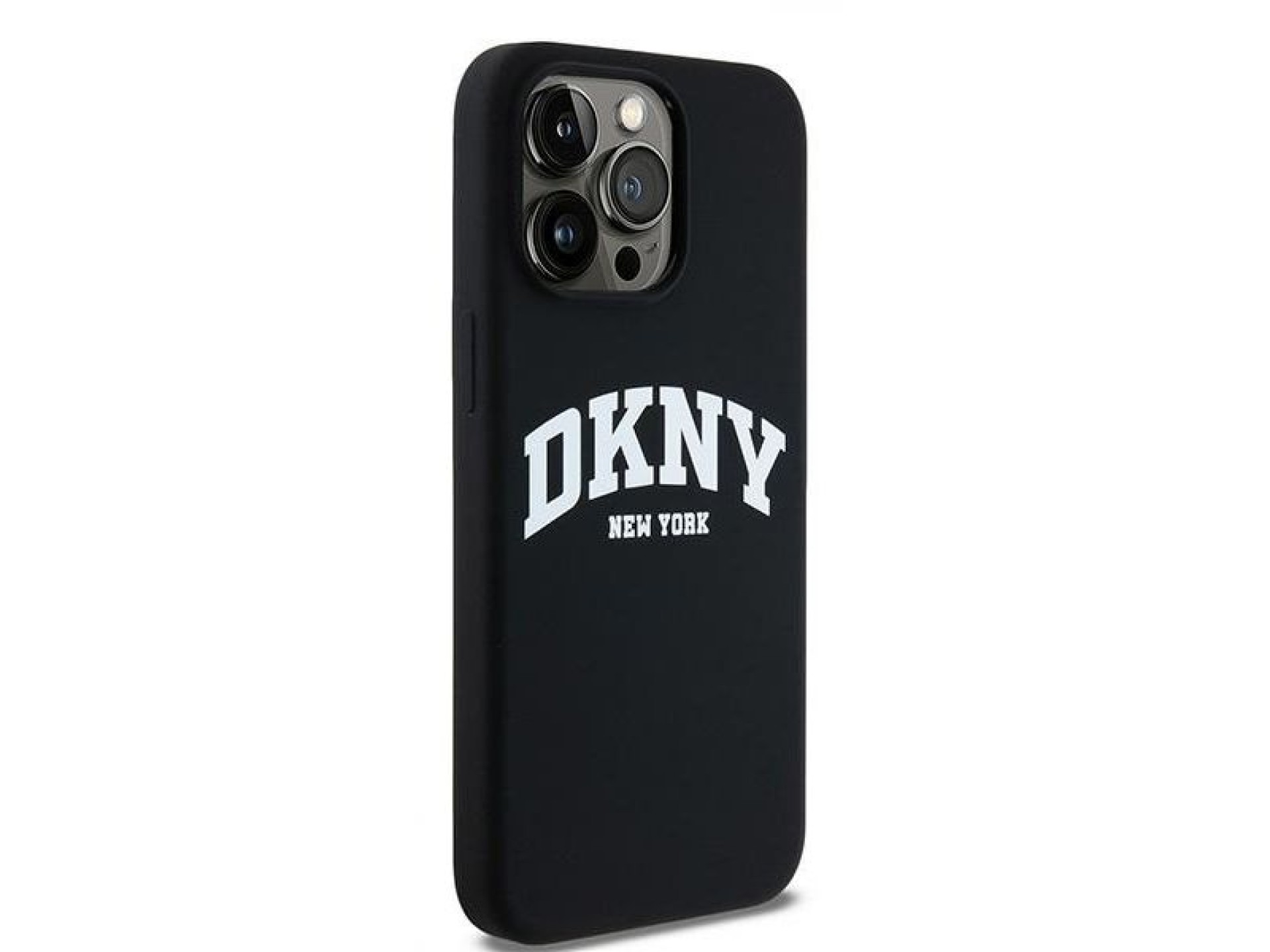 DKNY Liquid Silicone White Printed Logo MagSafe iPhone 13 Pro Max Case - Black