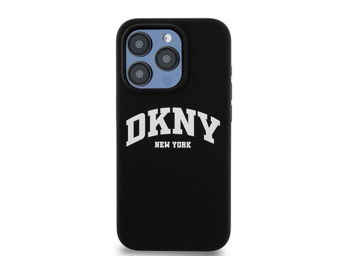 DKNY Liquid Silicone White Printed Logo MagSafe Case for iPhone 13 Pro / 13 - Black