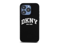 DKNY Liquid Silicone White Printed Logo MagSafe Case for iPhone 13 Pro / 13 - Black
