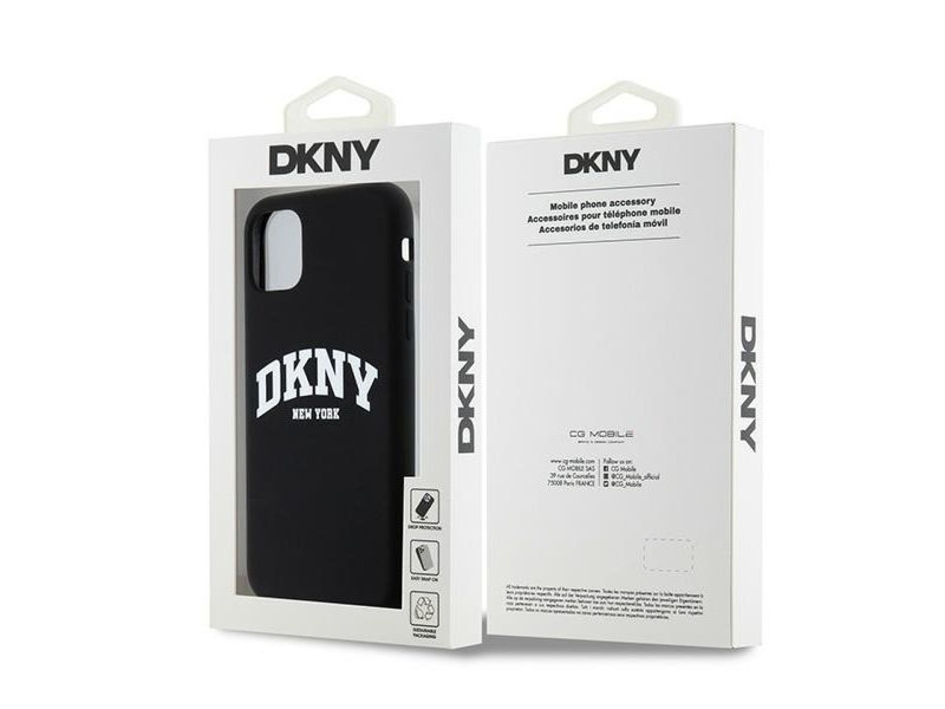 DKNY Liquid Silicone White Printed Logo MagSafe Case for iPhone 11/Xr - Black