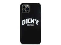 Funda DKNY de silicona l�quida blanca con logo impreso MagSafe para iPhone 12/12 Pro - Negra