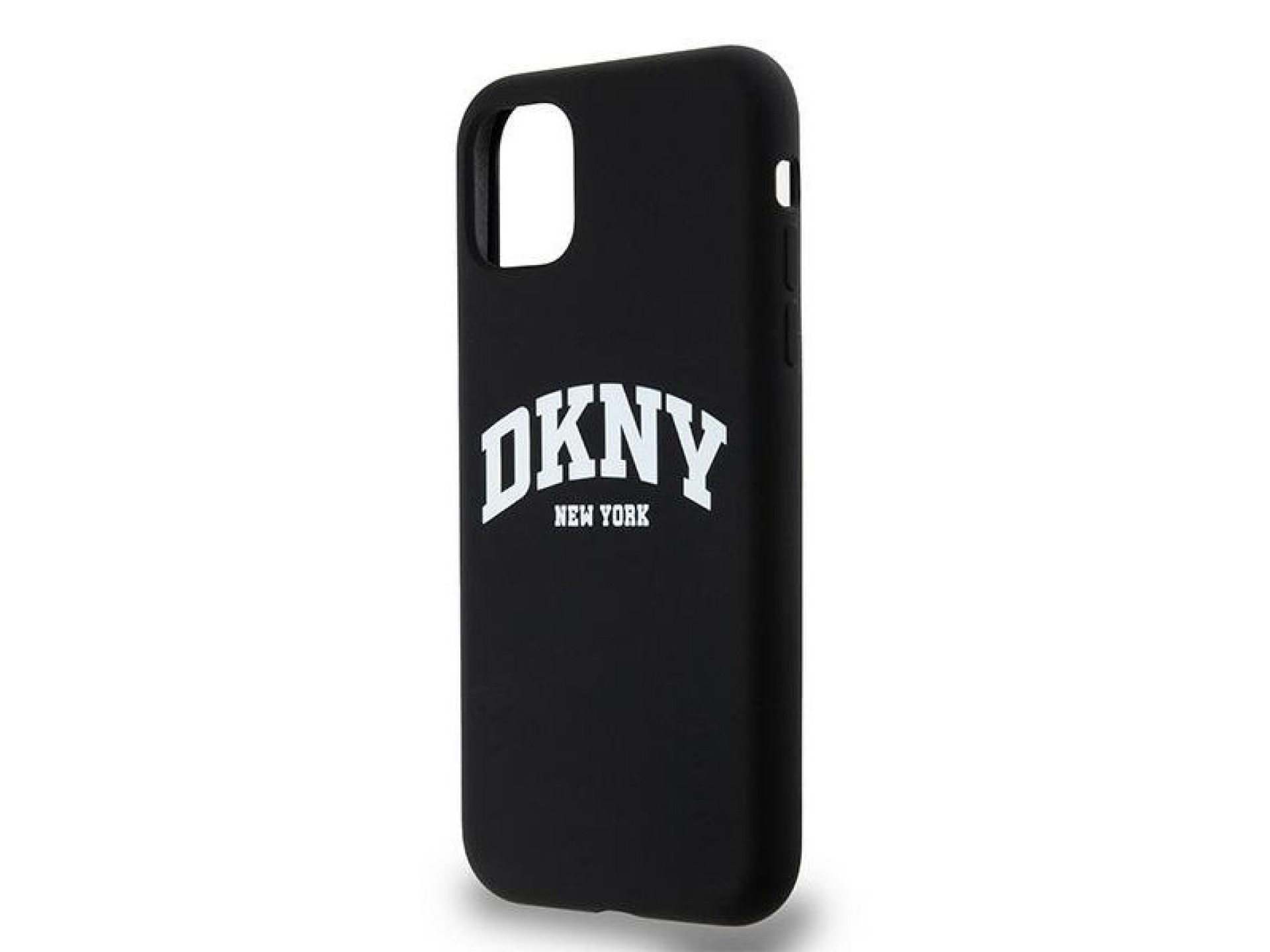 DKNY Liquid Silicone White Printed Logo MagSafe Case for iPhone 11/Xr - Black