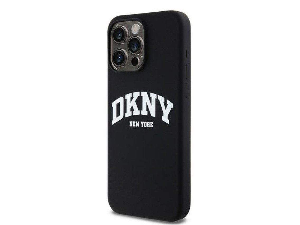 DKNY Liquid Silicone White Printed Logo MagSafe iPhone 13 Pro Max Case - Black
