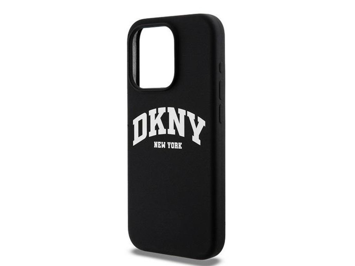 DKNY Liquid Silicone White Printed Logo MagSafe Case for iPhone 13 Pro / 13 - Black