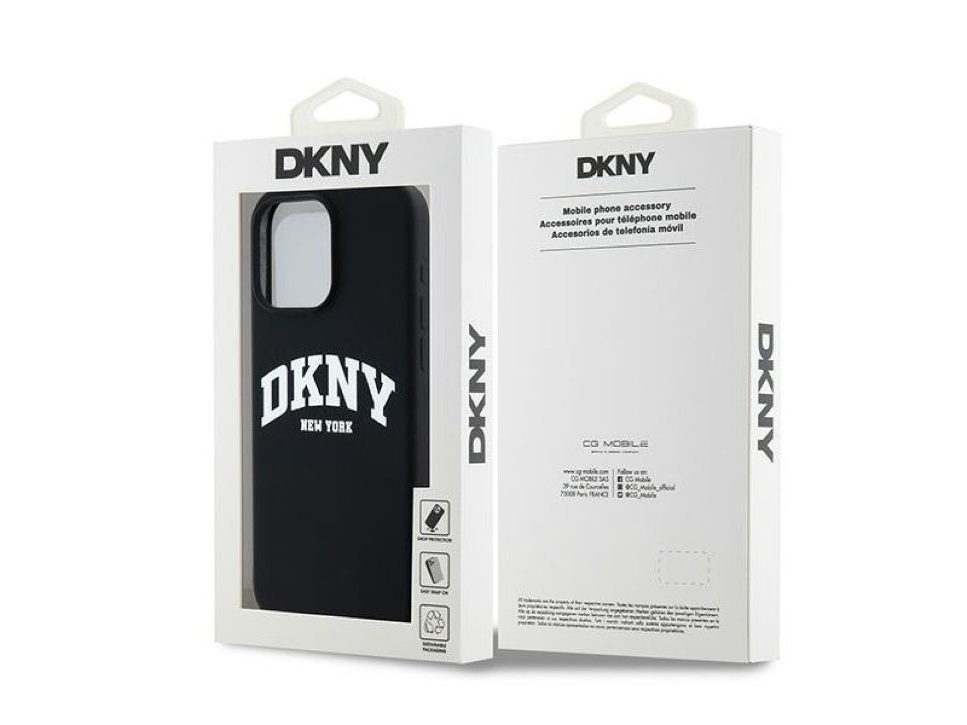 DKNY Liquid Silicone White Printed Logo MagSafe iPhone 13 Pro Max Case - Black