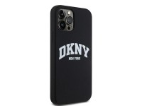 Funda DKNY de silicona l�quida blanca con logo impreso MagSafe para iPhone 12/12 Pro - Negra