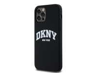 Funda DKNY de silicona l�quida blanca con logo impreso MagSafe para iPhone 12/12 Pro - Negra
