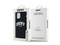 Funda DKNY de silicona l�quida blanca con logo impreso MagSafe para iPhone 12/12 Pro - Negra