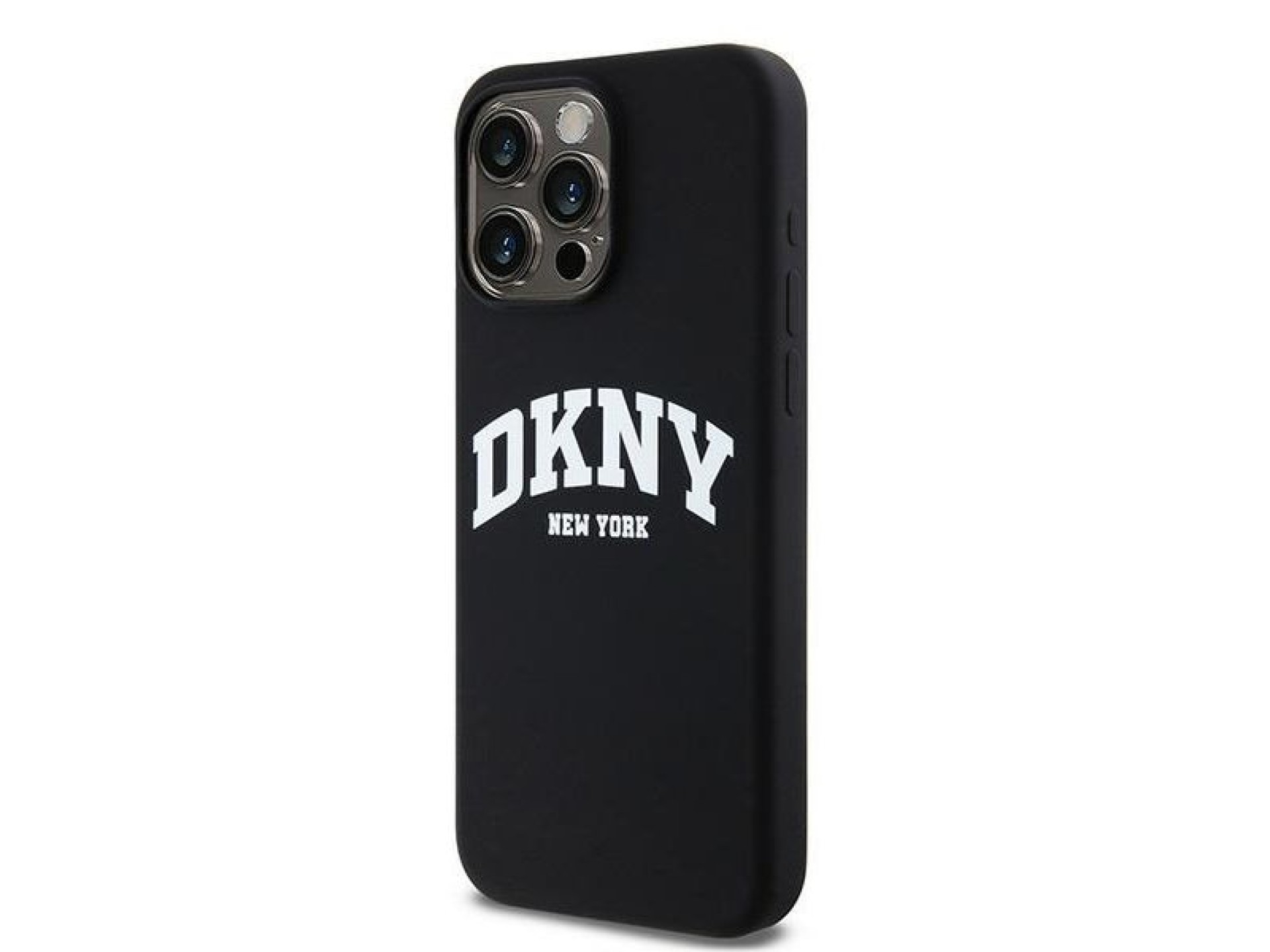 DKNY Liquid Silicone White Printed Logo MagSafe iPhone 13 Pro Max Case - Black