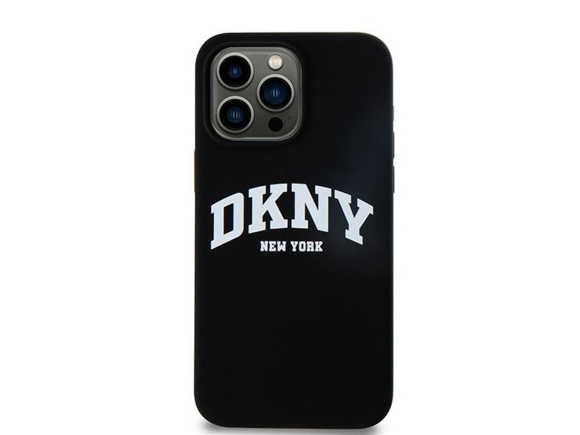 DKNY Liquid Silicone White Printed Logo MagSafe iPhone 13 Pro Max Case - Black