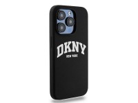 DKNY Liquid Silicone White Printed Logo MagSafe Case for iPhone 13 Pro / 13 - Black