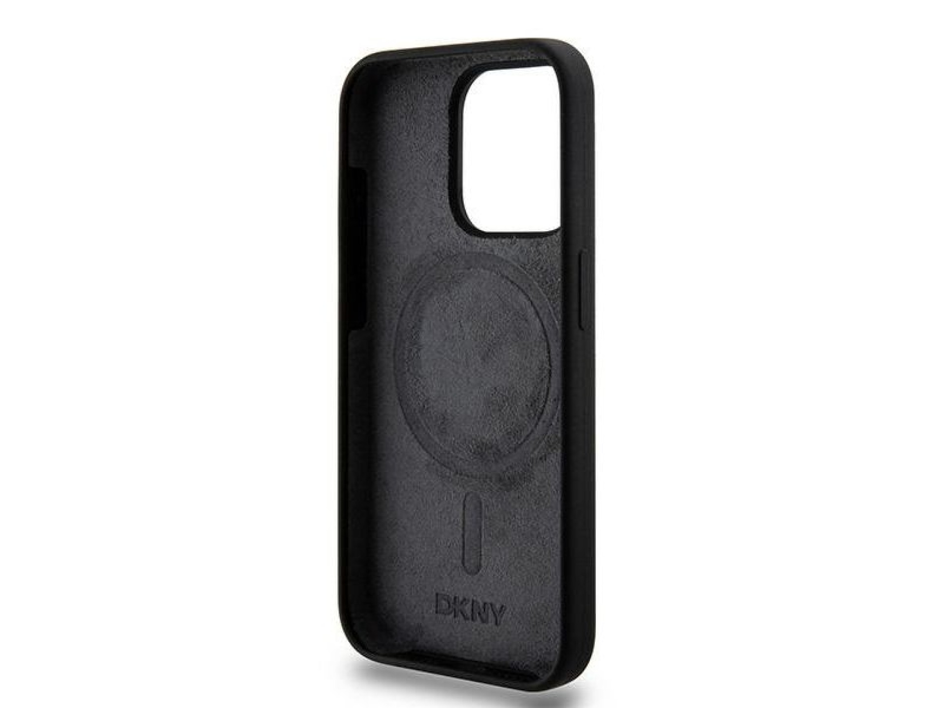 DKNY Liquid Silicone White Printed Logo MagSafe Case for iPhone 13 Pro / 13 - Black