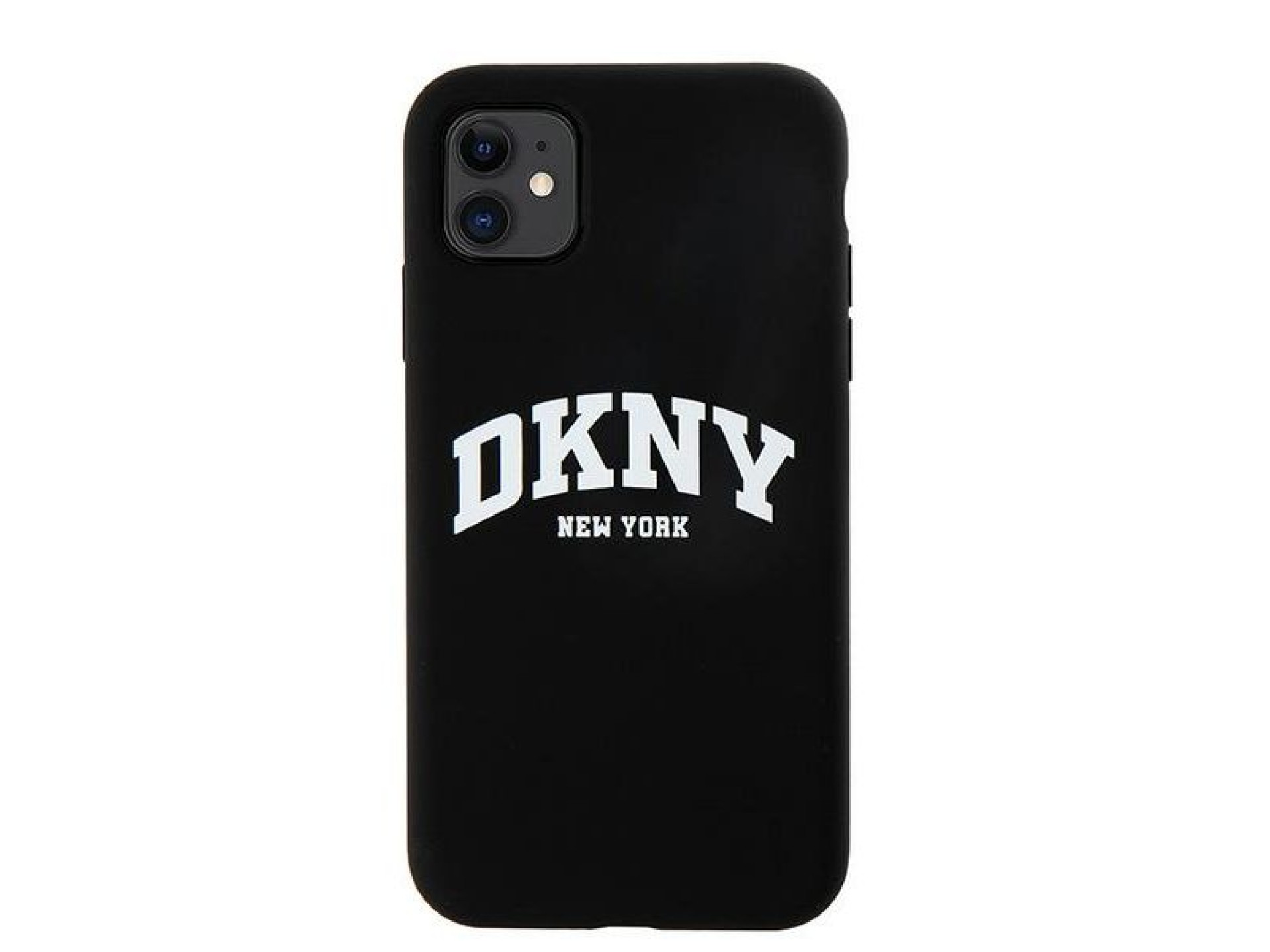 DKNY Liquid Silicone White Printed Logo MagSafe Case for iPhone 11/Xr - Black