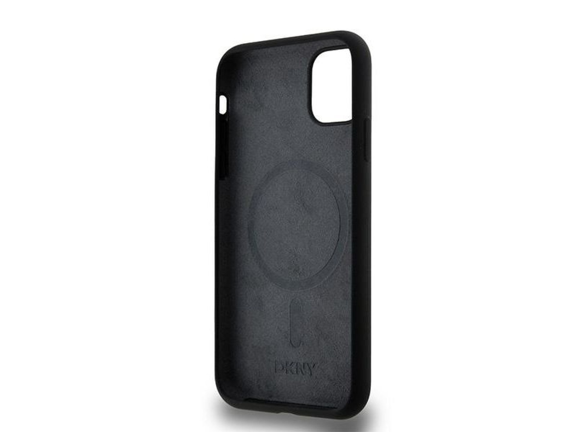 DKNY Liquid Silicone White Printed Logo MagSafe Case for iPhone 11/Xr - Black
