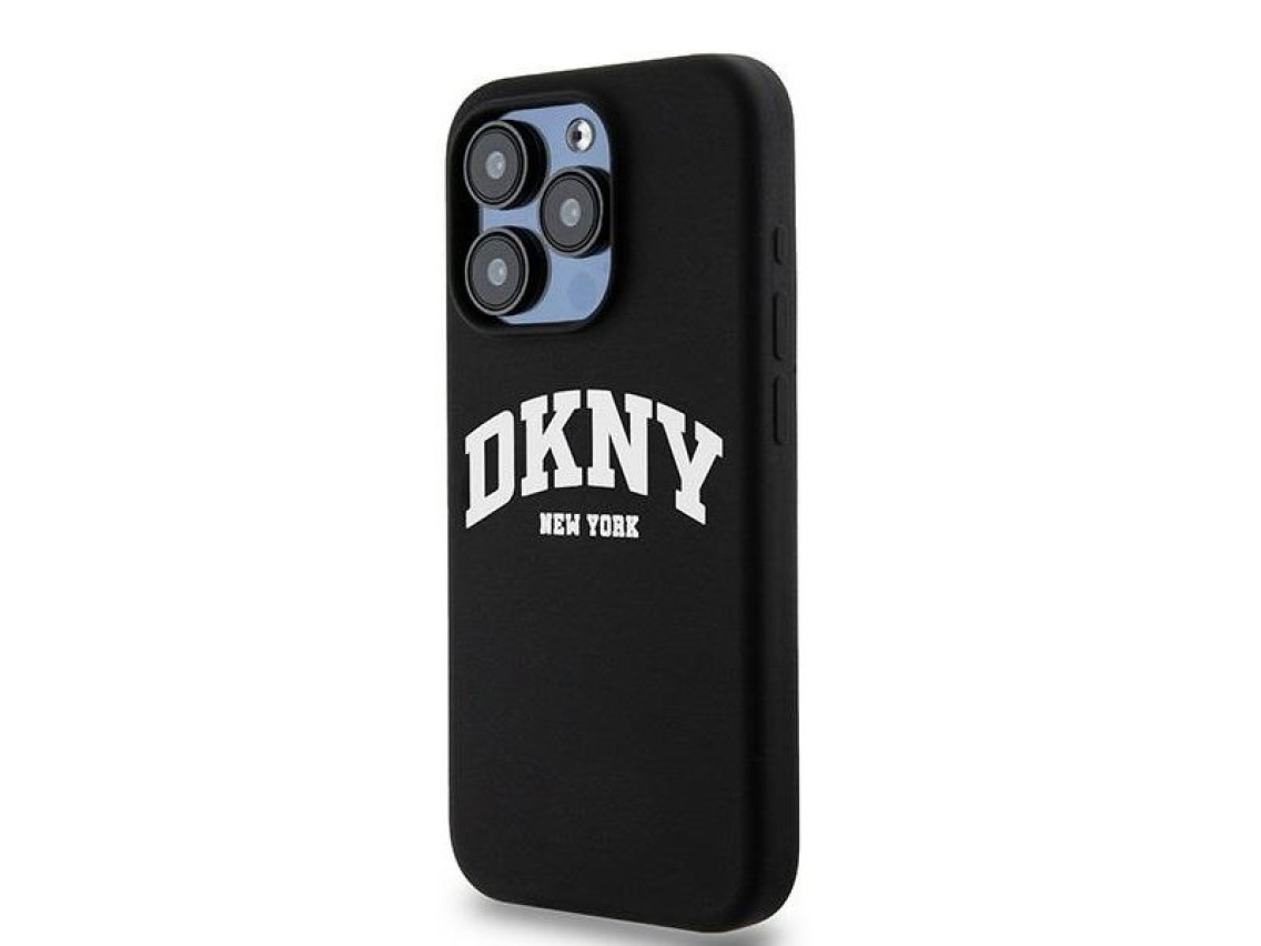 DKNY Liquid Silicone White Printed Logo MagSafe Case for iPhone 13 Pro / 13 - Black