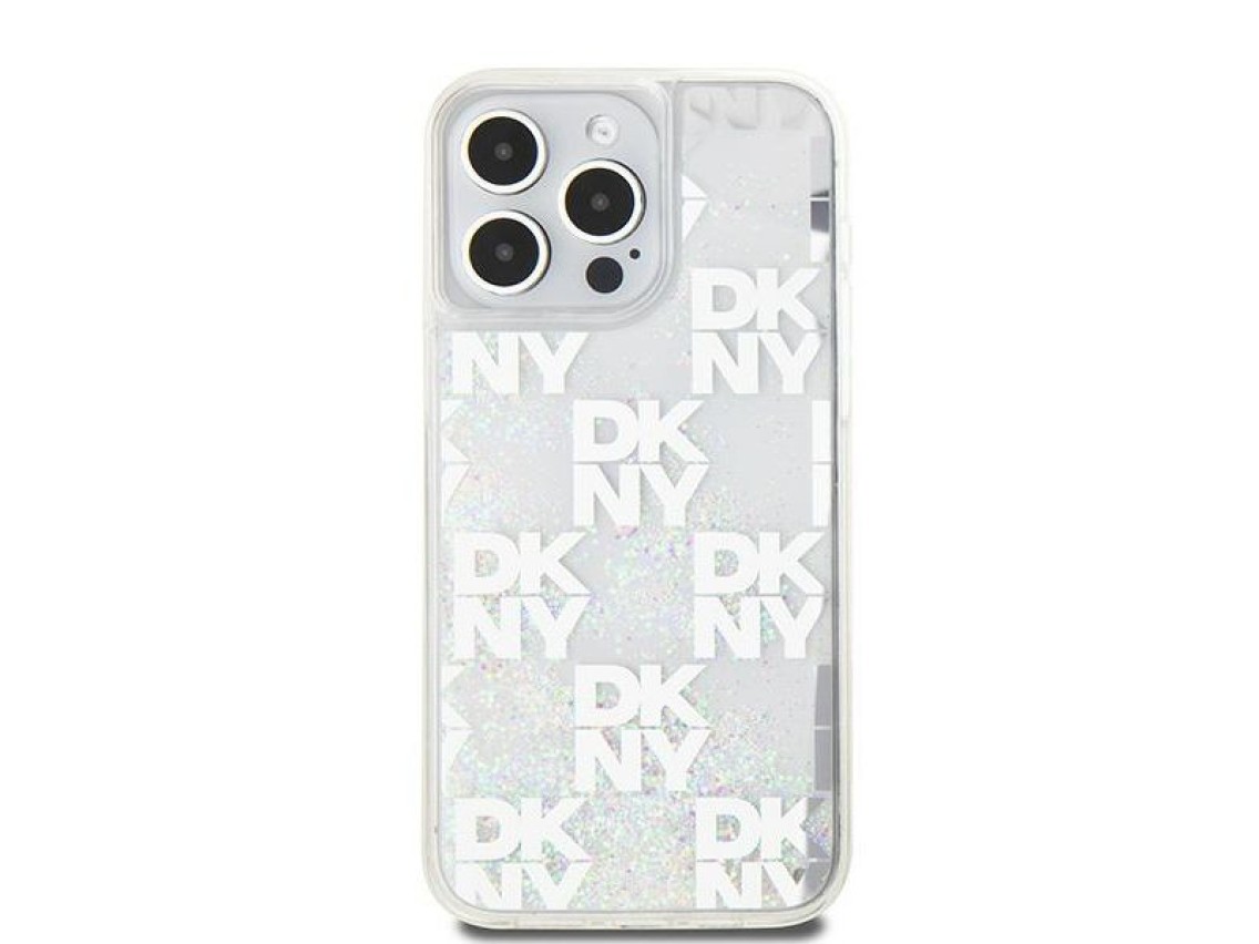 Capa DKNY Liquid Glitter Multilogo para iPhone 15 Pro Max - branca