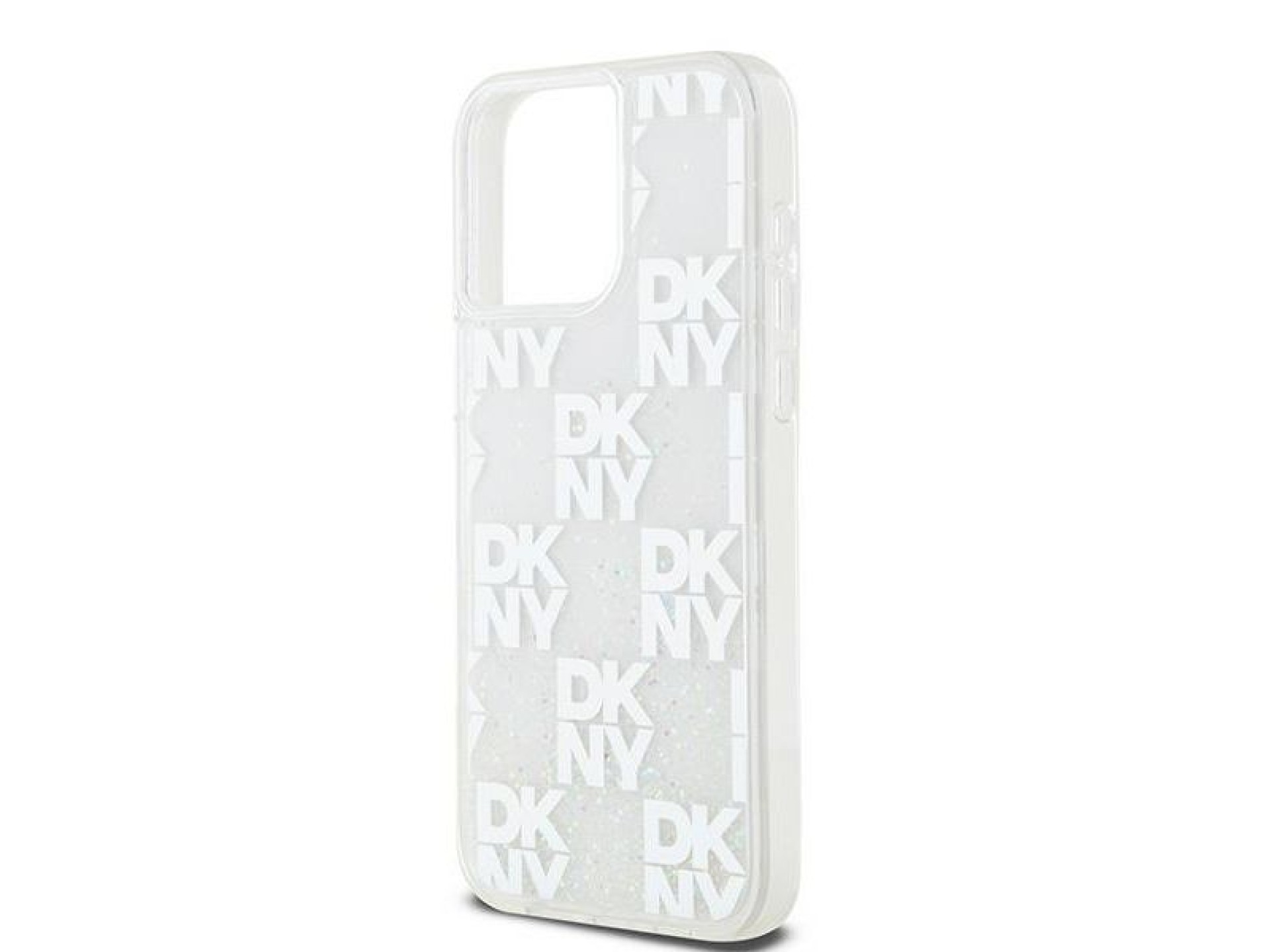 Capa DKNY Liquid Glitter Multilogo para iPhone 15 Pro Max - branca