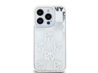 Capa DKNY Liquid Glitter Multilogo para iPhone 15 Pro - branca Capa DKNY Liquid Glitter Multilogo para iPhone 15 Pro - branca