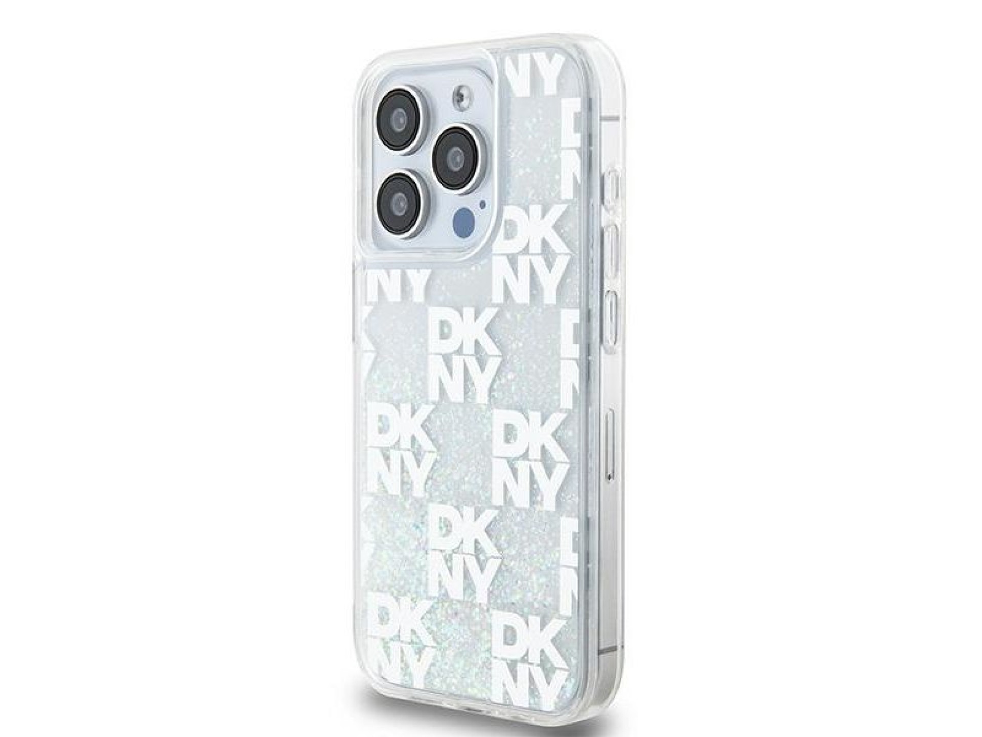 Capa DKNY Liquid Glitter Multilogo para iPhone 15 Pro - branca