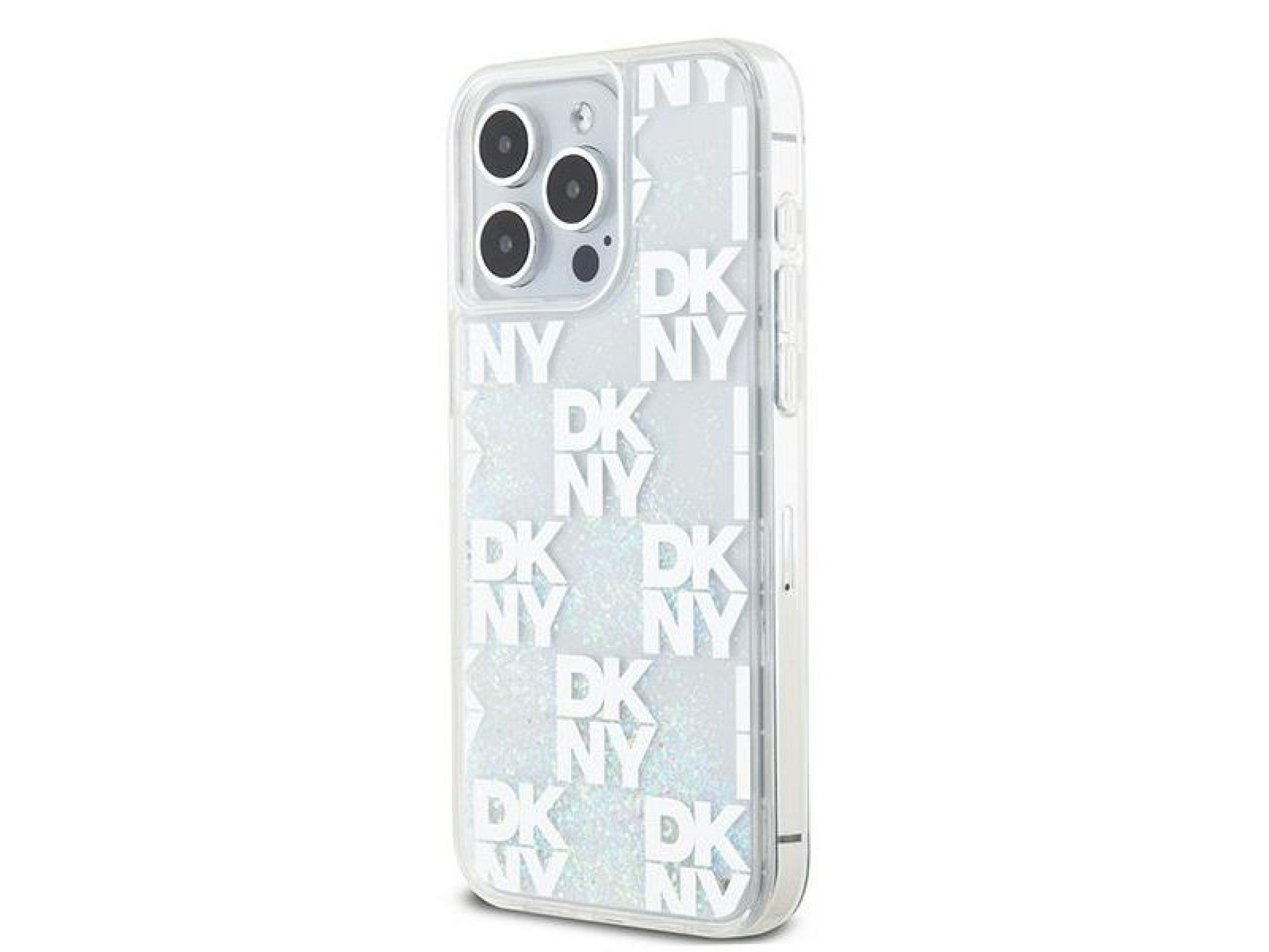 Capa DKNY Liquid Glitter Multilogo para iPhone 15 Pro Max - branca