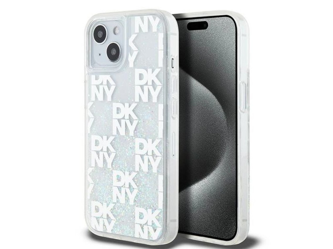 DKNY Liquid Glitter Multilogo case for iPhone 15 / 14 / 13 - white